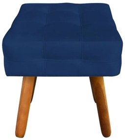 Puff Banqueta Decorativo Pé Palito de Madeira Kit 2 Elisa Suede Azul Marinho D03 - D'Rossi