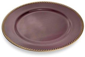 Sousplat de Plástico Vermelho e Dourado 33 cm - D'Rossi