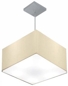 Lustre Pendente Quadrado Md-4020 Cúpula em Tecido 21/35x35cm Algodão Crú - Bivolt