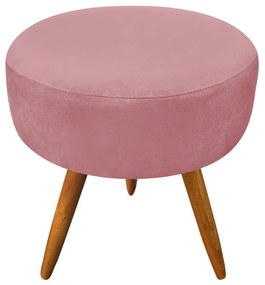 Puff Larissa Suede Rose Pés Palito de Madeira- D'Rossi