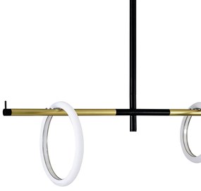 Pendente Ellos Com Haste Fixa 04 Argolas Magnéticas 120X100X30Cm Led 5... (Preto / Champanhe)