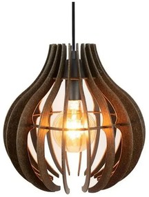 Pendente Lustre Luminária de Madeira Rústico Industrial 30cm