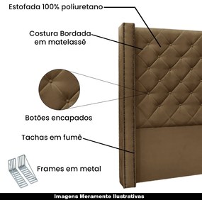 Cabeceira Decorativa Casal 1,64M Loewe Suede Caramelo G63 - Gran Belo