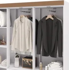 Guarda Roupa Solteiro 154cm Com 6 Portas Mayra Branco Flex V02 - Mpoze