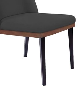 Cadeira de Jantar Bahia Suede Grafite Pés Chanfrado Tabaco - D'Rossi