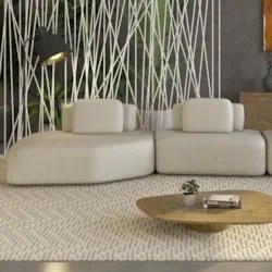 Sofá Ilha 275cm 2 Módulos Sala de Estar Moby Boucle Creme Z08 - Mpozen