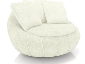 Poltrona Sala de Estar Afrodite com Almofadas Giratória Off White Bouclê G45 - Gran Belo