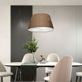 Lustre Pendente Cone Md-4021 Cúpula em Tecido 21/40x30cm Café - Bivolt