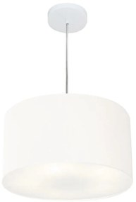 Lustre Pendente Cilíndrico Md-4244 Cúpula em Tecido 40x25cm Branco - Bivolt