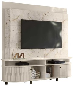 Home Theater Hanso 2 Portas Deslizantes 4 Nichos MDP até 65 Calacata/OffWhite G97 - Gran Belo