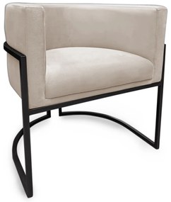 Poltrona Decorativa Base Metal Preta Luna Veludo Bege - Sheep Estofados - Bege
