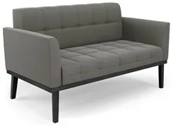 Sofá Namoradeira Base Madeira Preto Ana Suede Grafite - Ibiza