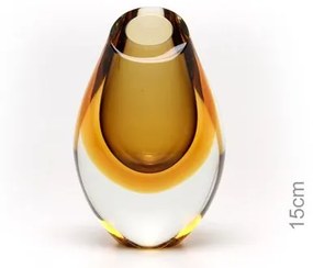 Gota Mini Baixa Bicolor Fumê com Âmbar Murano Cristais Cadoro