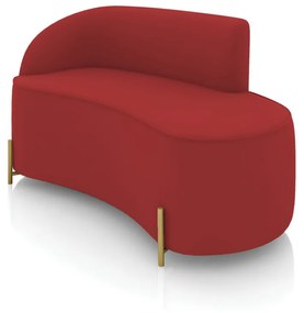 Sofá 2 Lugares Orgânico 140cm Pé Dourado Morgan Veludo D03 - D'Rossi - Marsala