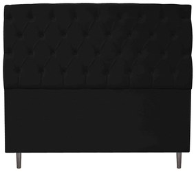 Cabeceira Estofada Liverpool 140 cm Casal Corano Preto - ADJ Decor