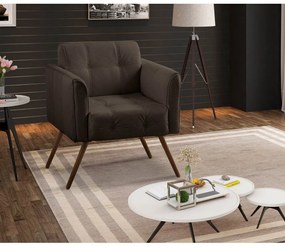 Poltrona Decorativa Bia Couro Marrom G58 - Gran Belo