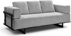 Sofá Cama 2 Lugares Living 200cm Base Industrial Sala Cherie Linho Cinza K01 - D'Rossi