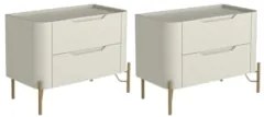 Mesa Cabeceira Para Quarto 68cm Kit 2 Becca Luna/Dourado I06 - Mpozena