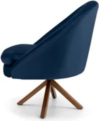 Poltrona Decorativa Base Giromad Madeira Rafa C-304 Veludo Azul Marinh