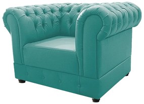 Kit Poltrona e Namoradeira Chesterfield Ana Suede Azul Tiffany - ADJ Decor