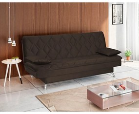 Sofá Cama Sala de Estar 193cm Belinda com Pés Alumínio Veludo Marrom G45 - Gran Belo