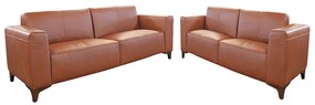 Conjunto Sofá de Couro 2 e 3 Lugares Devon M06 Cor Crystal Avermelhado 467 - ADJ DECOR