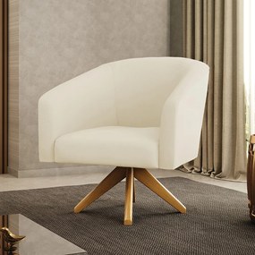 Poltrona Decorativa Giratória MA30 Stella Cotelê Int/Veludo D03 - D'Rossi - Off White
