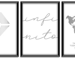 Kit 03 Quadros Decorativos "Infinito" 43x33 cm - D'Rossi
