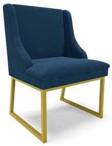 Cadeira Sala de Jantar Industrial Dourado Liz Bouclê D03 - D'Rossi - Azul