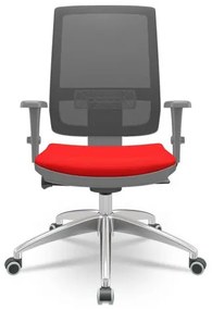 Cadeira Brizza Diretor Grafite Tela Preta com Assento Aero Vermelho Base Autocompensador Aluminio - 65764 Sun House