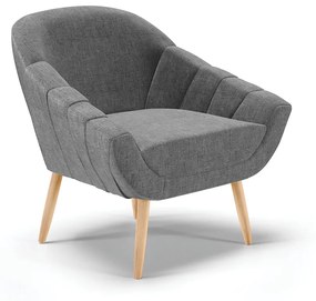 Poltrona Giovana Linho Grafite A26 Pés Palito Natural - Indo Decorar