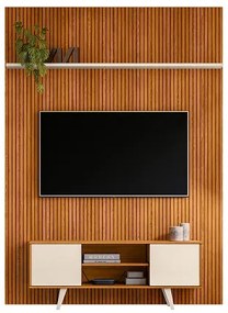 Rack Com Painel New Panorama Cinamomo/Off White - Madetec Móveis