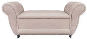 Recamier com Baú Grécia Namoradeira Calçadeira Suede - D'Rossi - Bege