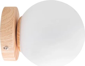 Arandela Vidro Metal Madeira 15Cm Ball