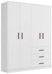 Guarda Roupa Infantil 176cm Com 4 Portas Nelly Branco Z49 - Mpozenato