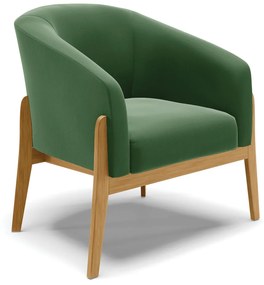 Poltrona Decorativa Base de Madeira Stella Suede Verde D03 - D'Rossi