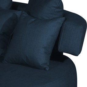 Sofá Chaise Eva Redondo 02 Lugares Suede Azul Marinho