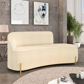 Sofá 2 Lugares Orgânico 160cm Pé Dourado Morgan Bouclê Bege D03 - D'Rossi