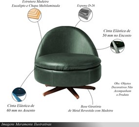 Kit 2 Poltronas Sala de Estar Giulio Base de Ferro Giratória PU Verde G92 - Gran Belo