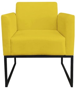 Sofá Namoradeira com Poltrona Base Industrial Preto Marisa Suede D03 - D'Rossi - Amarelo