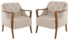 Kit 2 Poltronas Decorativas para Sala de Estar Capitonê Lapa Z32 Linho
