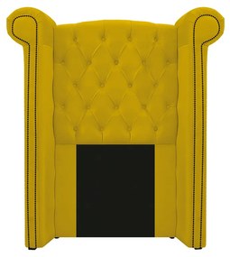 Kit Cabeceira e Calçadeira Veneza 100 cm Solteiro Suede Amarelo - ADJ Decor