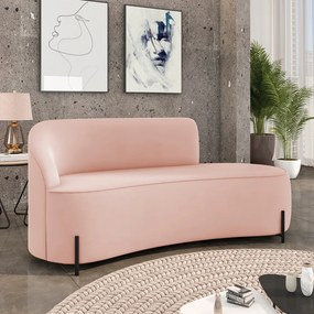 Sofá 3 Lugares Orgânico 180cm Pé Ferro Preto Morgan Veludo D03 - D'Rossi - Rose