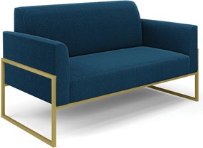 Namoradeira e 2 Poltronas Industrial Alta Dourado Marisa Bouclê Azul