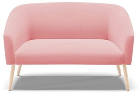 Namoradeira 02 Lugares Stella Suede Rosê Pés Palito Natural - D'Rossi