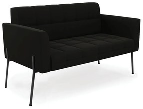 Sofá Namoradeira 2 Lugares Pé de Ferro Preto Elisa Suede D03 - D'Rossi - Preto