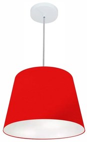Lustre Pendente Cone Md-4155 Cúpula em Tecido 30/40x30cm Vermelho - Bivolt