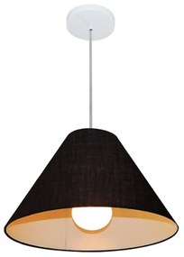 Lustre Pendente Cone Md-4078 Cúpula em Tecido 25/40x15cm Preto - Bivolt