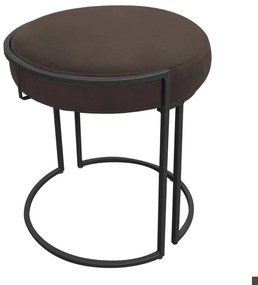 Puff Redondo Base Industrial Preto Kit 2 Love Suede D03 - D'Rossi - Marrom