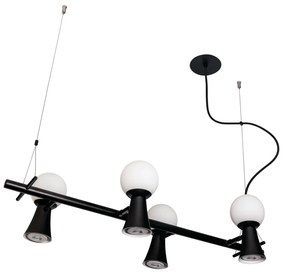 Pendente Dirham 78X32,4X18,6Cm 4Xg9 + 4Xmr16 Alumínio E Globo Ø10Cm |... (CP-M - Champagne Metálico, AMBAR)